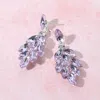 Fashnzfab Marquise Stone Cluster Chandelier Dangle Evening Earrings In Purple