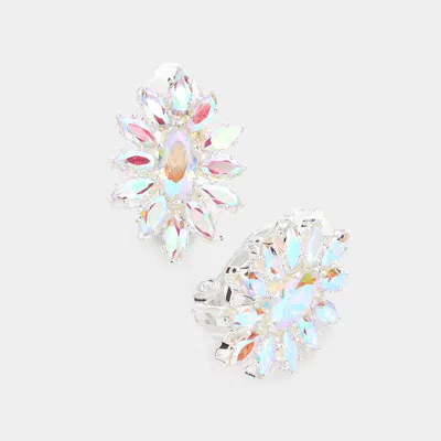 Fashnzfab Marquise Stone Cluster Clip On Evening Earrings In Multi