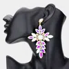 Fashnzfab Marquise Stone Cluster Cross Dangle Evening Earrings - Ab, Gold In Multi