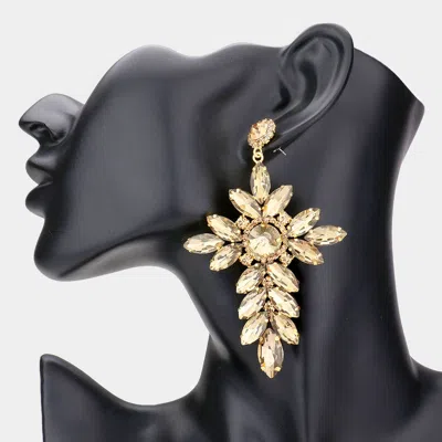 Fashnzfab Marquise Stone Cluster Cross Dangle Evening Earrings - Gold, Topaz In Brown