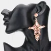 Fashnzfab Marquise Stone Cluster Cross Dangle Evening Earrings - Peach In Pink