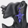 Fashnzfab Marquise Stone Cluster Cross Dangle Evening Earrings - Royal Blue In Blue