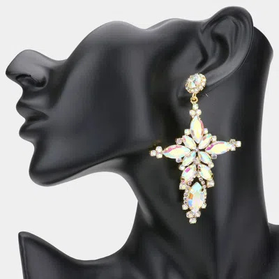 Fashnzfab Marquise Stone Cluster Cross Dangle Evening Earrings In Multi