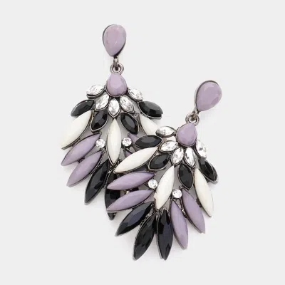 Fashnzfab Marquise Stone Cluster Dangle Earrings - Gray, Jet Black In Multi