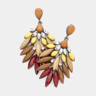 Fashnzfab Marquise Stone Cluster Dangle Earrings - Lt Col Topaz, Smoked Topaz In Multi
