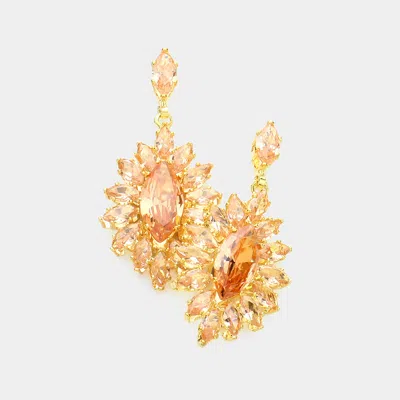 Fashnzfab Marquise Stone Cluster Dangle Evening Earrings - Gold, Lt Col Topaz