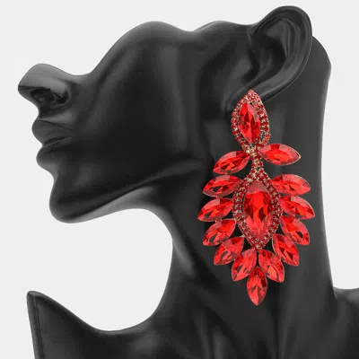 Fashnzfab Marquise Stone Cluster Dangle Evening Earrings - Gold, Siam In Brown