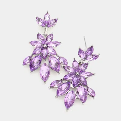 Fashnzfab Marquise Stone Cluster Dangle Evening Earrings - Violet In Purple