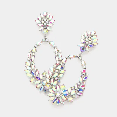 Fashnzfab Marquise Stone Cluster Dangle Evening Earrings 1.5" X 3.25" In Metallic