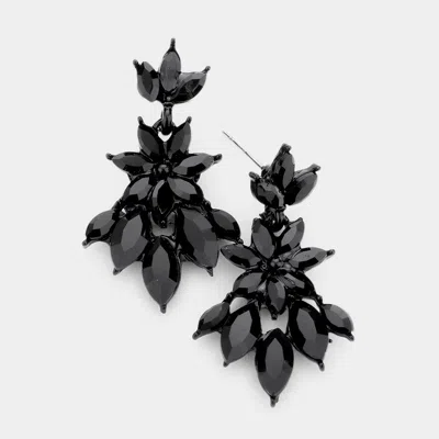 Fashnzfab Marquise Stone Cluster Dangle Evening Earrings In Black
