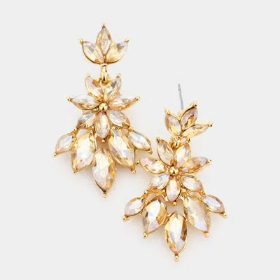 Fashnzfab Marquise Stone Cluster Dangle Evening Earrings In Gold