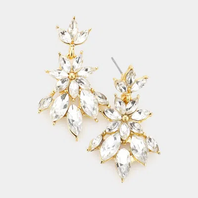 Fashnzfab Marquise Stone Cluster Dangle Evening Earrings In Gold