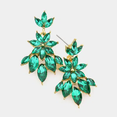 Fashnzfab Marquise Stone Cluster Dangle Evening Earrings In Green