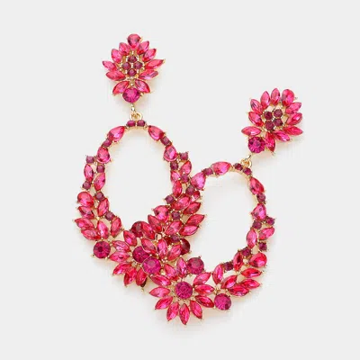 Fashnzfab Marquise Stone Cluster Dangle Evening Earrings In Pink
