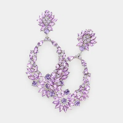 Fashnzfab Marquise Stone Cluster Dangle Evening Earrings In Purple