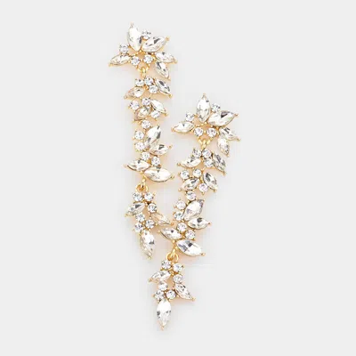 Fashnzfab Marquise Stone Cluster Drop Dangle Evening Earrings In Gold