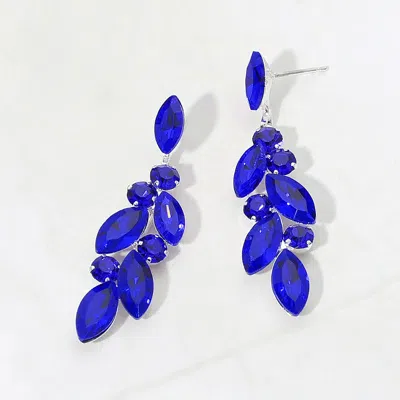 Fashnzfab Marquise Stone Cluster Drop Evening Earrings In Blue