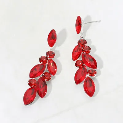Fashnzfab Marquise Stone Cluster Drop Evening Earrings In Red