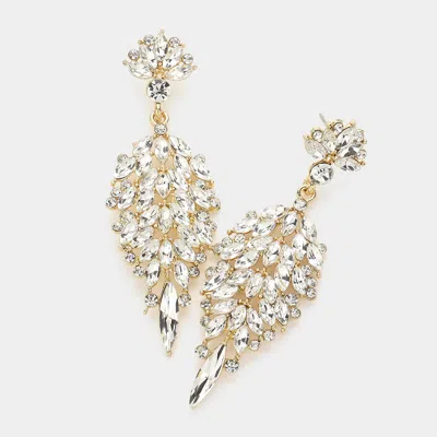 Fashnzfab Marquise Stone Cluster Embellished Chandelier Dangle Evening Earrings In Multi