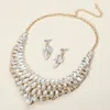 Fashnzfab Marquise Stone Cluster Embellished Collar Evening Necklace In Multi