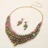 Fashnzfab Marquise Stone Cluster Embellished Collar Evening Necklace In Multi