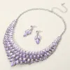 Fashnzfab Marquise Stone Cluster Embellished Collar Evening Necklace In Purple