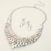 Fashnzfab Marquise Stone Cluster Embellished Collar Evening Necklace In Silver