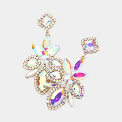 Fashnzfab Marquise Stone Cluster Embellished Dangle Evening Earrings - Ab, Gold In Multi
