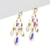 Fashnzfab Marquise Stone Cluster Embellished Dangle Evening Earrings - Ab, Gold In Multi