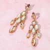 Fashnzfab Marquise Stone Cluster Embellished Dangle Evening Earrings - Gold, Lt Col Topaz In Gold