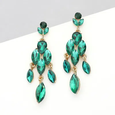 Fashnzfab Marquise Stone Cluster Embellished Dangle Evening Earrings In Green