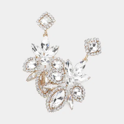 Fashnzfab Marquise Stone Cluster Embellished Dangle Evening Earrings In Metallic