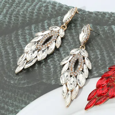 Fashnzfab Marquise Stone Cluster Embellished Dangle Evening Earrings In Multi