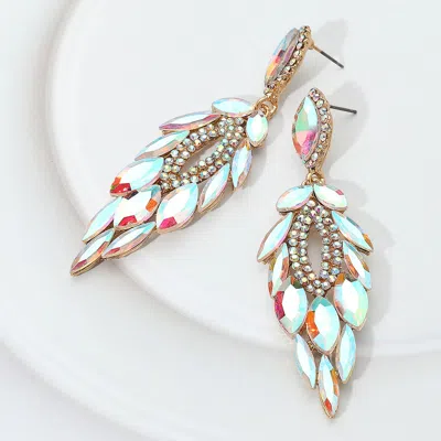Fashnzfab Marquise Stone Cluster Embellished Dangle Evening Earrings In Multi