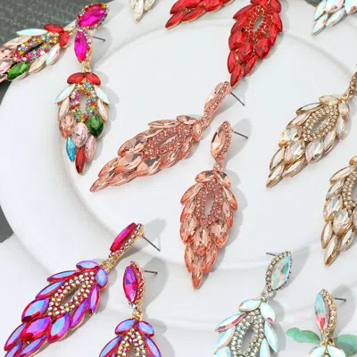 Fashnzfab Marquise Stone Cluster Embellished Dangle Evening Earrings In Multi