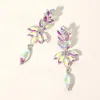 Fashnzfab Marquise Stone Cluster Embellished Drop Evening Earrings - Ab, Silver In Multi