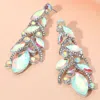 Fashnzfab Marquise Stone Cluster Embellished Drop Evening Earrings In Multi