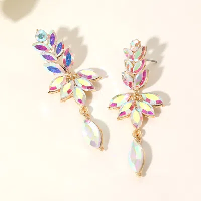 Fashnzfab Marquise Stone Cluster Embellished Drop Evening Earrings In Silver