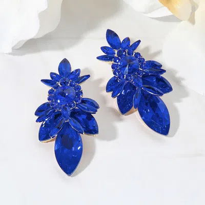 Fashnzfab Marquise Stone Cluster Embellished Evening Earrings In Blue