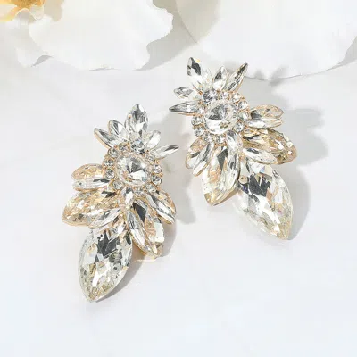 Fashnzfab Marquise Stone Cluster Embellished Evening Earrings In Multi
