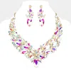 Fashnzfab Marquise Stone Cluster Embellished Evening Necklace - Ab, Gold In Multi