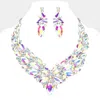 Fashnzfab Marquise Stone Cluster Embellished Evening Necklace - Ab In Multi
