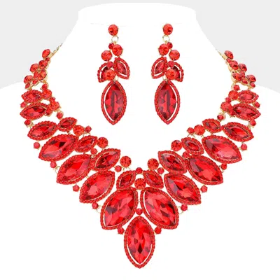 Fashnzfab Marquise Stone Cluster Embellished Evening Necklace In Multi