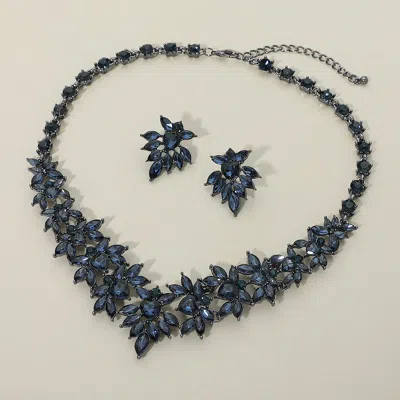 Fashnzfab Marquise Stone Cluster Embellished Floral Evening Necklace In Multi