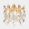 Fashnzfab Marquise Stone Cluster Embellished Flower Stretch Evening Bracelet Clear, Gold In Multi