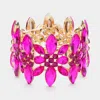 Fashnzfab Marquise Stone Cluster Embellished Flower Stretch Evening Bracelet Fuchsia, Gold In Multi