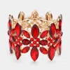 Fashnzfab Marquise Stone Cluster Embellished Flower Stretch Evening Bracelet Gold, Red In Multi
