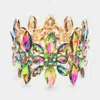 Fashnzfab Marquise Stone Cluster Embellished Flower Stretch Evening Bracelet Vitrail Medium In Multi