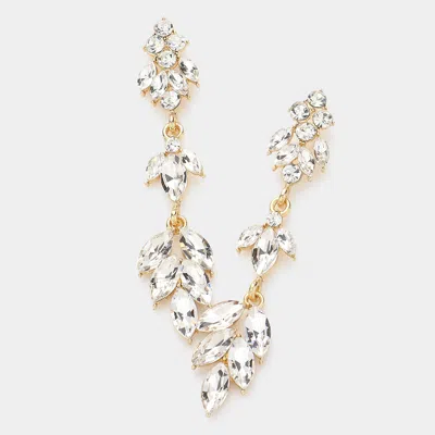 Fashnzfab Marquise Stone Cluster Embellished Link Dropdown Evening Earrings - Clear, Gold
