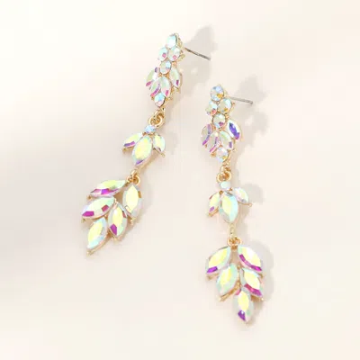 Fashnzfab Marquise Stone Cluster Embellished Link Dropdown Evening Earrings In Blue